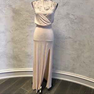 Bebe Beaded Peach Gown